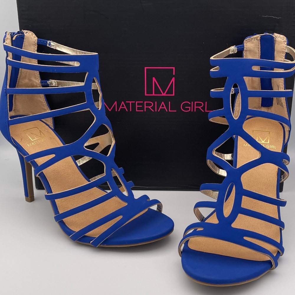 Material Girl Women's Shoe Heel Back Zipper Cocalt Blue Size 7.5 M US